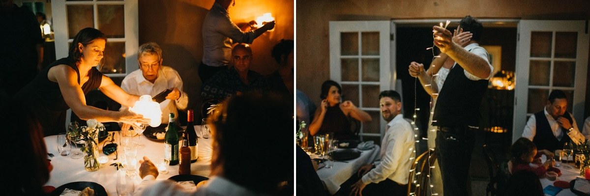 Wedding dinner at Redleaf Wollombi — Joshua Mikhaiel, documentary wedding photographer Guests share plated dinner at the reception table. Photograph by documentary wedding photographer Joshua Mikhaiel.