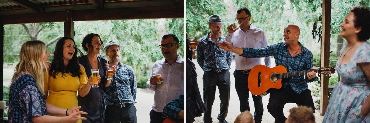 Reception dancing at Redleaf Wollombi — Joshua Mikhaiel, documentary wedding photographer A guest dances beneath the timber roof and string lights. Photograph by documentary wedding photographer Joshua Mikhaiel.