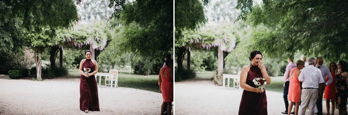 Bridal party at Redleaf Wollombi — Joshua Mikhaiel, documentary wedding photographer The bride and her attendants gather beside the garden path. Photograph by documentary wedding photographer Joshua Mikhaiel.